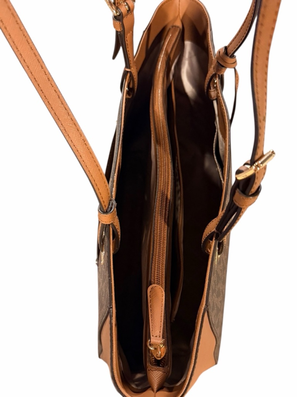 Michael Kors Jet Set Brown Monogram Coated Canvas Tote Bag - Picture 7 of 14